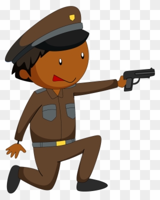 Clipart Boy Police Officer - Policia Disparando - Png Download