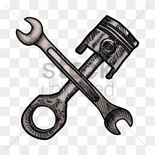 Piston Wrench Clipart Spanners Tool Clip Art - Piston And Wrench Clip Art - Png Download