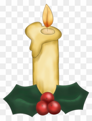 Christmas Candle With Holly - Christmas Candle With No Background Clipart