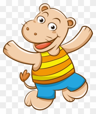 Clipart - Cartoon Hippo - Cartoon Ki Image Png Transparent Png