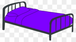 Cot Purple Bed - Bed Clip Art Black And White - Png Download