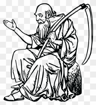 Free Clipart Of A Man Sitting With A Scythe - Old Man Father Time - Png Download