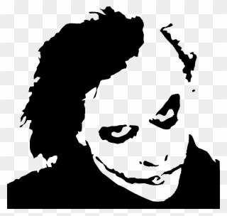 Heath Ledger Joker Stencil - Black And White Joker Png Clipart