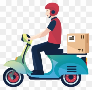 Delivery Motorcycle Courier Logistics Service A - Delivery Boy Clipart