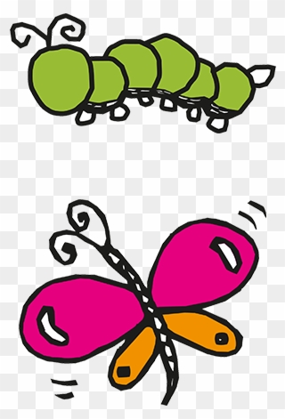 Caterpillars And Butterflies - Caterpillar And Butterfly Clipart - Png Download