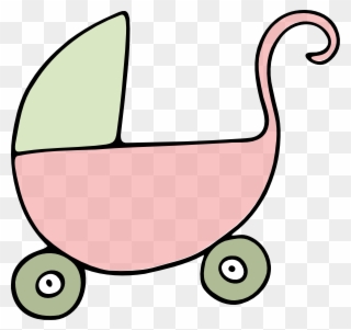 Pink And Green Pram Clip Art - Pram Clipart - Png Download