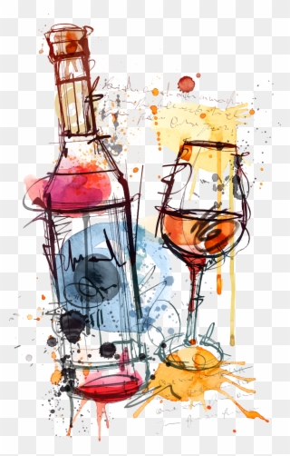 Red Wine Bottle Rosé Clip Art - Wine Drawing Glass Bottle - Png Download