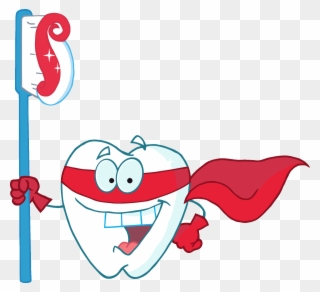 Dentist Clipart Brushteeth - Super Herois Escovando Os Dentes - Png Download