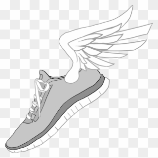 Nike Clipart Transparent - Shoes With Wings Drawing - Png Download