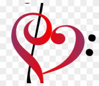 Love Clipart Music - Treble Clef Bass Clef Heart - Png Download