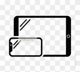 Vector Icon Of Horizontal Smartphone And Tablet Computer - Phone Ipad Computer Icon Clipart