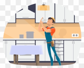 Affordable Electrician Electrician Replacing Lightbulb - House Electrician Images Cartoon Clipart
