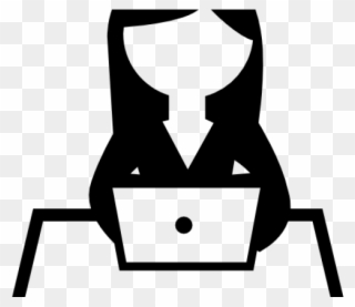 Pc Clipart Computer Study - Girl Computer Clipart Black And White - Png Download