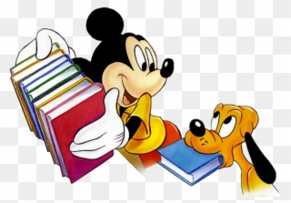 Mickey Mouse With Books Clip Art - Png Download