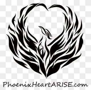 Logo Phoenix Heart In Heart 4×4 Image Transparent Background - Phoenix Bird Images Black And White Clipart