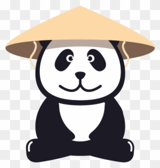 Panda Vietnamese - Panda Wearing Kasa Hat Clipart