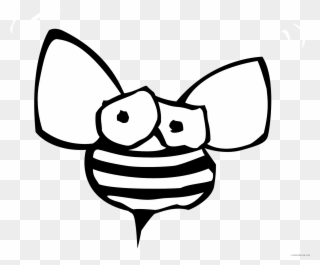 Hive Clipart Border - Black And White Bee Cartoon Jpg - Png Download