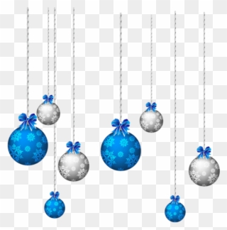 Blue And White Hanging Christmas Balls Png - Christmas Blue Ball Png Clipart