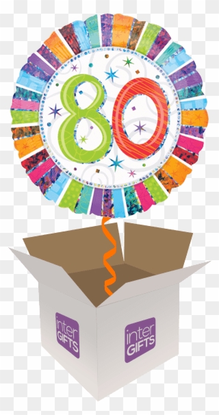 80th Rainbow Colours - 80th Birthday Balloon Clipart