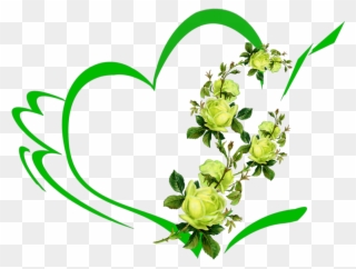 Mq Green Heart Hearts Flowers Flower Roses - Illustration Clipart