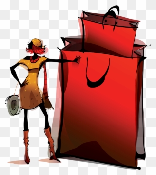 Cart Girl Hand Painted - Shopping Clipart