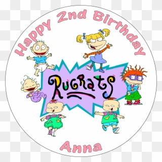 Rugrats Edible Personalised Round Birthday Cake Topper - Rugrats Characters Clipart