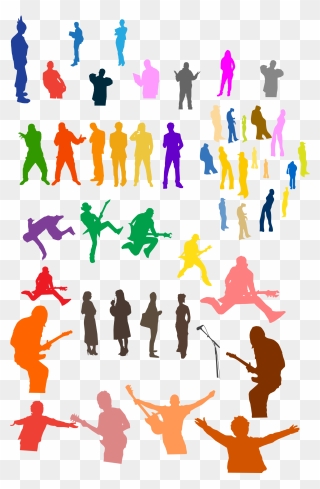 Medium Image - People Silhouettes Clipart Colorful - Png Download