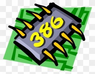 Vector Illustration Of Computer 386 Chip Integrated Clipart