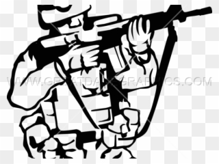 Soldiers Clipart India - American Soldier Black And White Drawing - Png Download