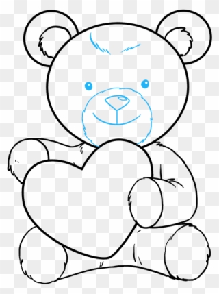 How To Draw Teddy Bear With Heart - Draw A Cartoon Teddy Bear Clipart