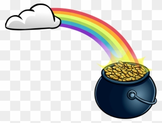 Rainbow With Pot ' Gold Club Penguin Wiki Fandom - Rainbow Pot Of Gold Png Clipart