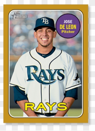 Adam De Leon 2018 Topps Heritage Baseball Base Poster - Tampa Bay Rays Clipart