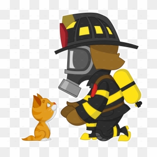 Clip Art Library Firefighter Rescues Kitten By Gatts - Firefighter - Png Download