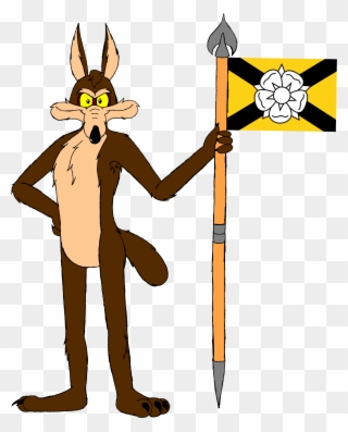 Coyote With Flag - Cartoon Clipart