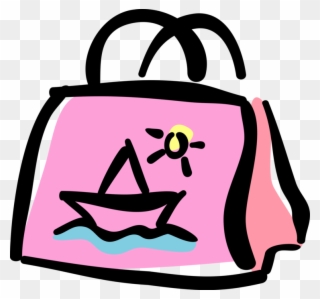Vector Illustration Of Beach Bag Tote Bag With Carry - Bag Clip Art - Png Download