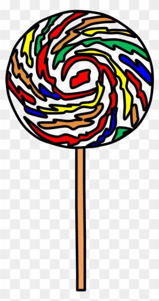 Lollipop, Large, Swirl, Red, Orange, Yellow, Green, - Lollipop Clipart