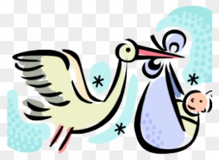 Baby And Stork Clipart - Baby Shower - Png Download