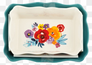 The Pioneer Woman 2-piece Rectangular Ruffle Top Ceramic - Pansy Clipart