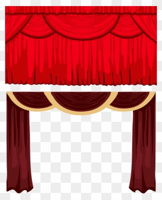 Theater Drapes And Stage Theatre Wine Transprent - Curtain Stage Maroon Clipart