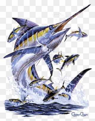 Blue Marlin & Tunas Jumping - Drawings Of Blue Marlins Clipart
