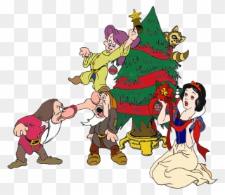 Snow White With Grumpy, Sneezy And Dopey - Cartoon Clipart