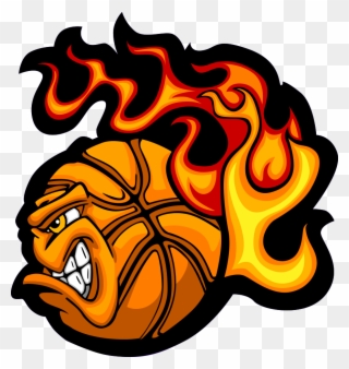 Fireball - Flaming Basketball Logo Clipart
