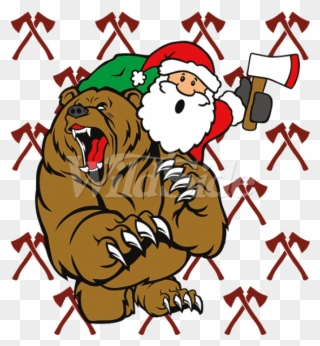 Santa Fights A Bear - Polar Bear Clipart