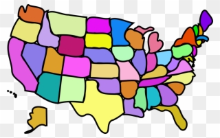 Us States Clipart - Cartoon Map Of Usa - Png Download