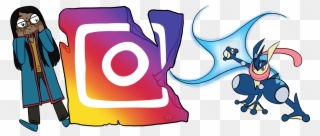 The Instagram Icon Being Distroyed By Greninja, While Clipart