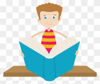 Children Book Clipart - Student Reading Free Vector - Png Download