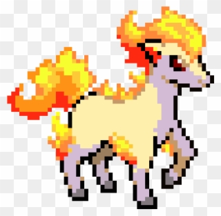 Fire Horse - Ponyta Pixel Art Grid Clipart