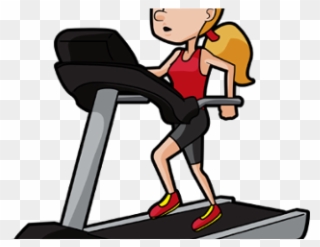 Exercise Bench Clipart Daily Exercise - Woman Treadmill Cartoon - Png Download