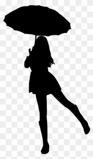 Umbrella Sticker - Umbrella Girl Silhouette Clipart