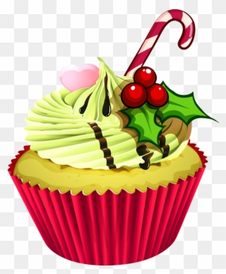 Cupcake Illustration, Christmas Cupcakes, Bule, Christmas - Christmas Cupcakes Clipart - Png Download